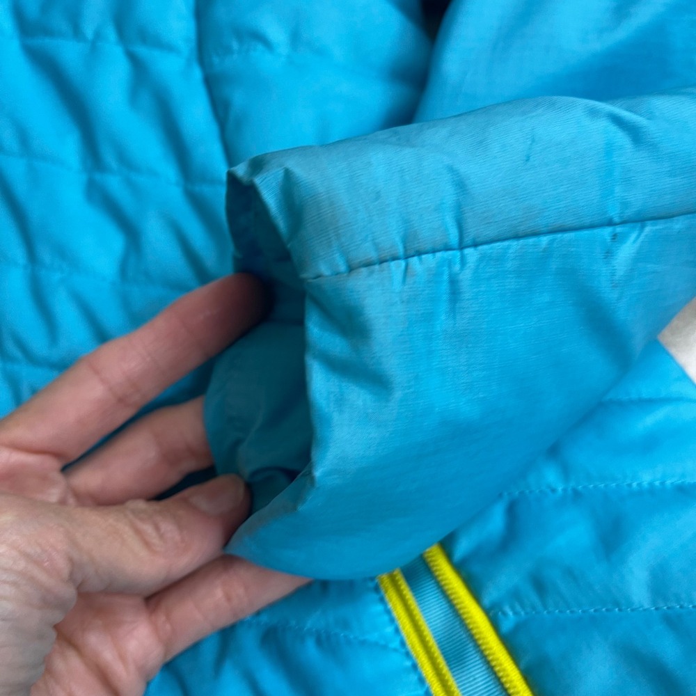 Icebreaker Merino wool blendBlue Quilted Hooded Puffer Jacket Womens Small Lime - Picture 5 of 13